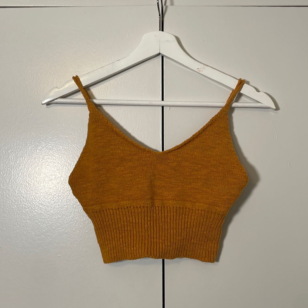 Nordstrom Debut Crochet Dark Orange Knit Crop Too